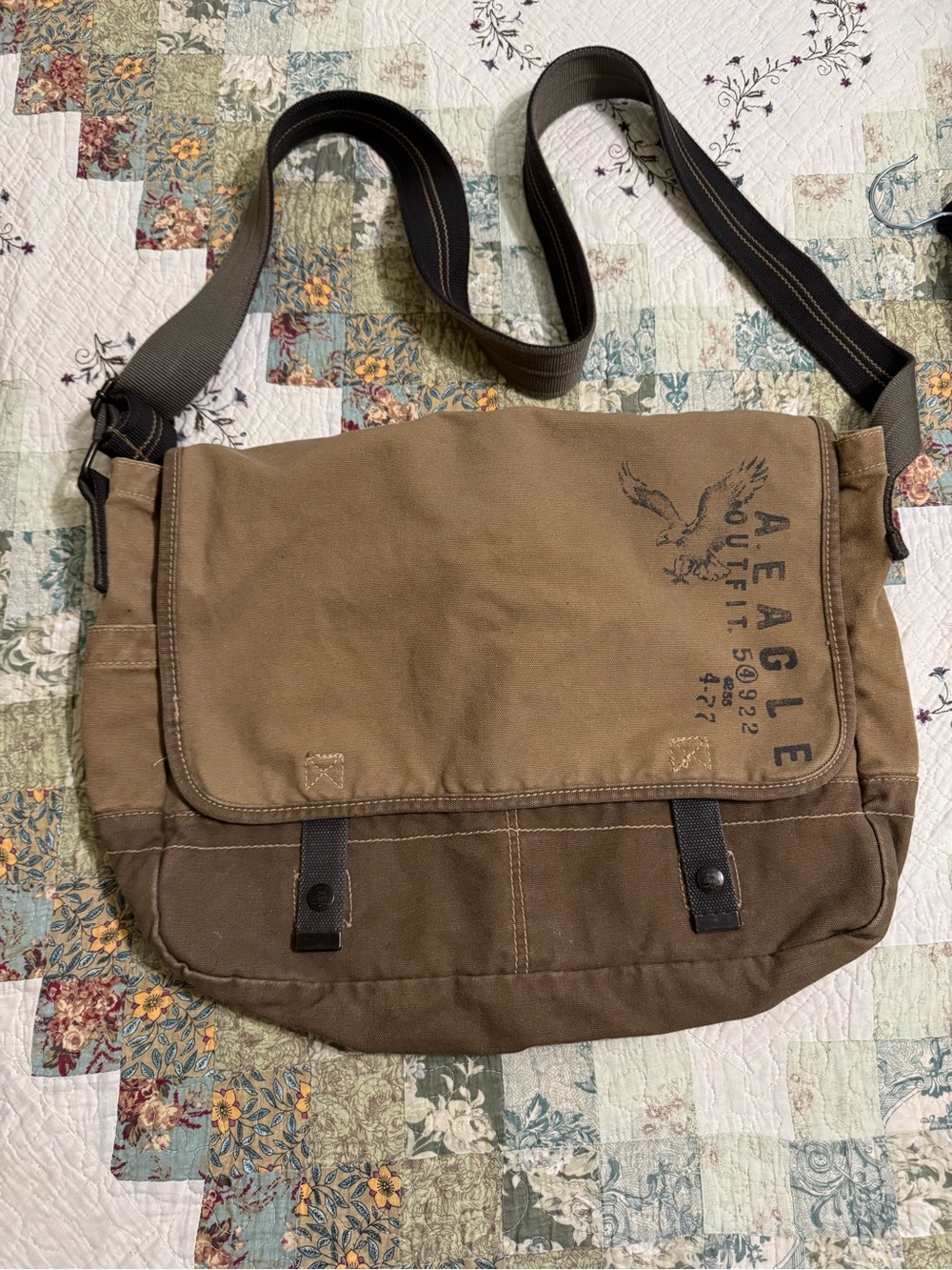 Vintage American Eagle Outfitters Canvas Crossbody Carry Bag Brown 16x13x4